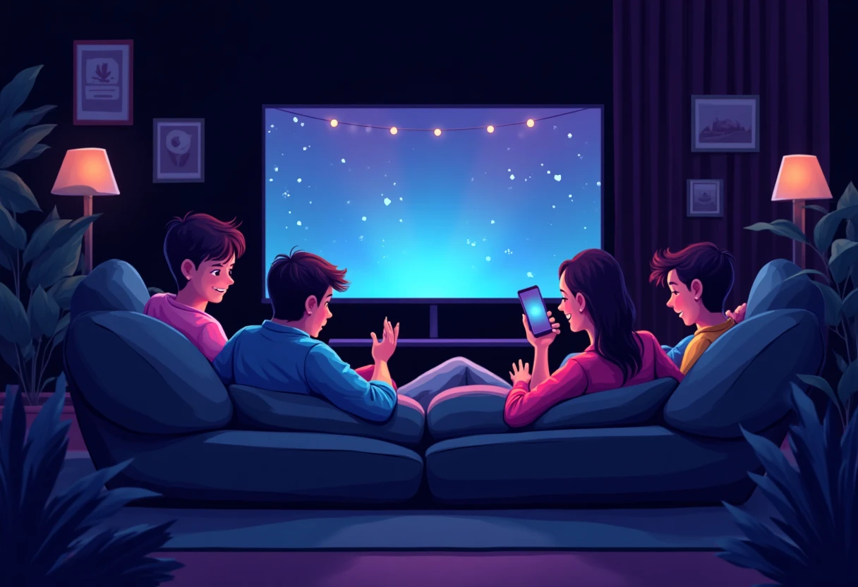 Family movie night with streaming app